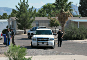 Contributed Photo/Courtesy Charlie Scrofano: Police investigate an arson and stolen car call at Sunrise Village.