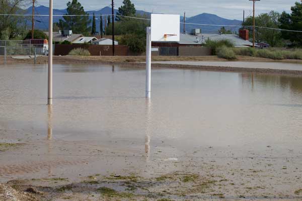 Jon Johnson Photo/Gila Valley Central: Many parks and other areas were left under water after the storm.