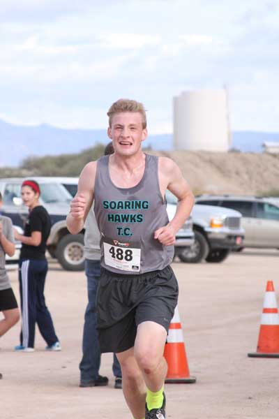 Contributed Photo/Courtesy Jace Nelson: Derek Weech crosses the finish line in record time last year. Weech hopes to retain his crown among stiff competition this year. 