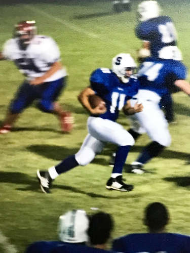 Contributed Photo/Courtesy Chris Taylor: Chris Taylor runs with the football for Safford High School